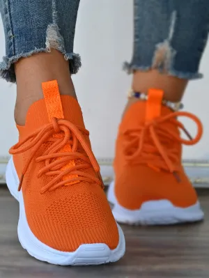 Fluorescent Orange Laces And Front Part Shoes