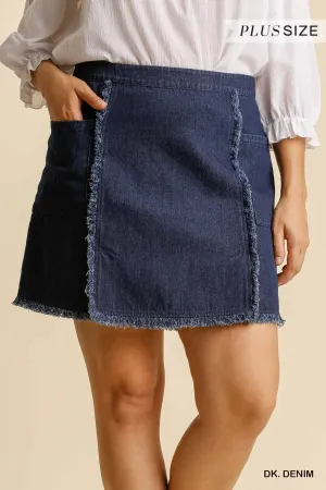 Frayed Hem Denim Skirt