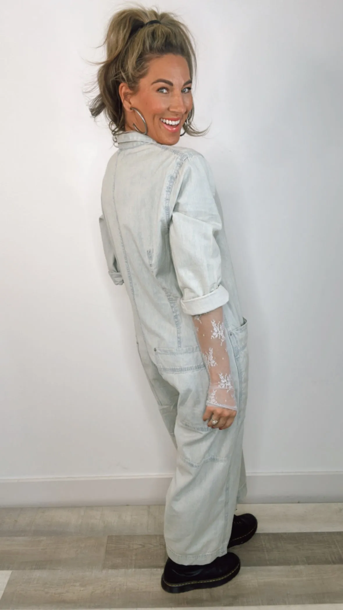 Free People Light Blue Margarita Jumpsuit (1 LARGE)