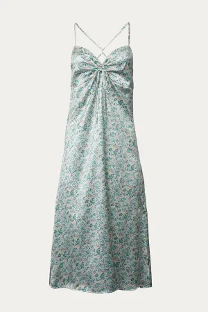 FREESIA FLORAL-PRINT SATIN MAXI DRESS