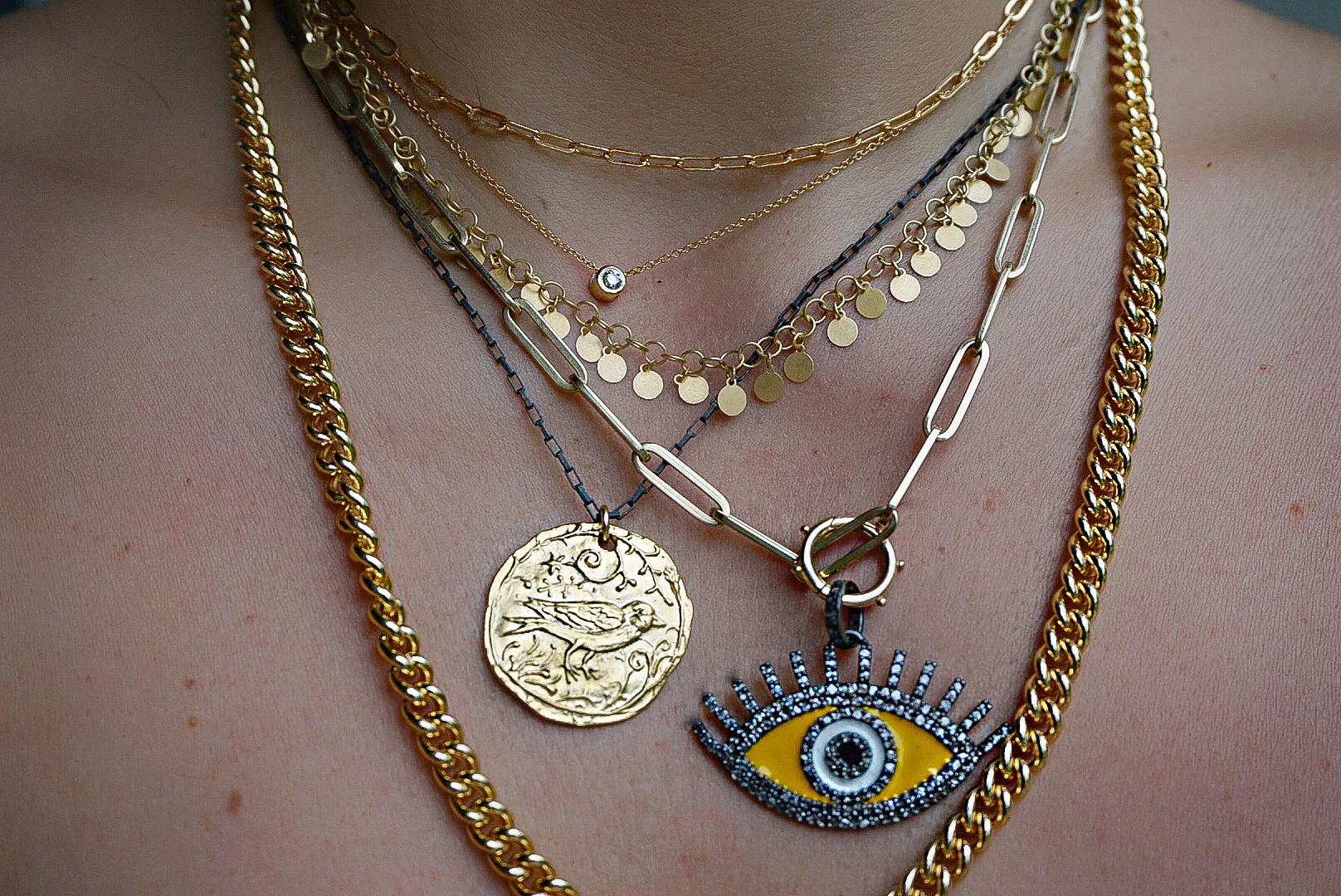 Frosted Gold Eyelash Pendant