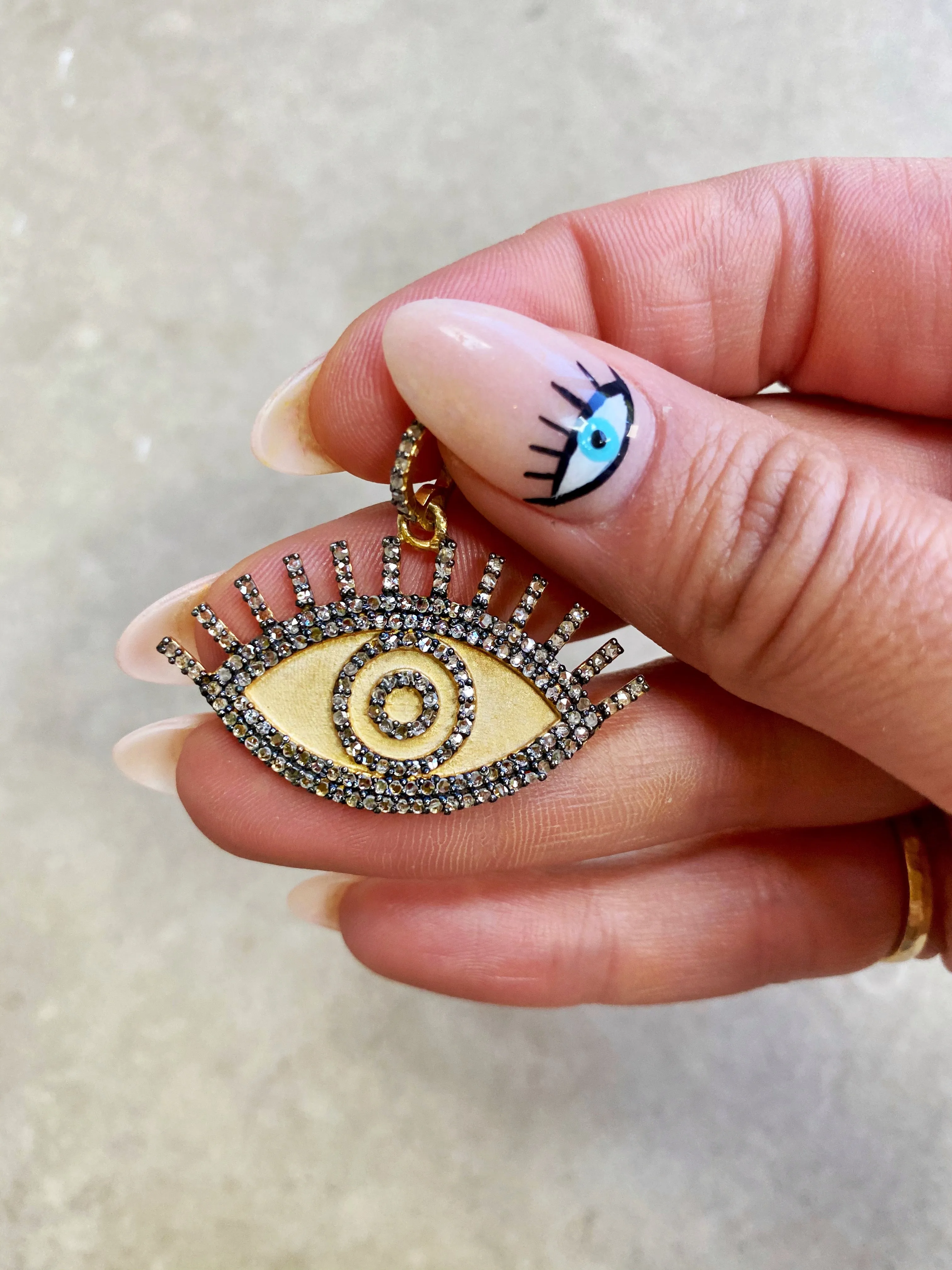 Frosted Gold Eyelash Pendant