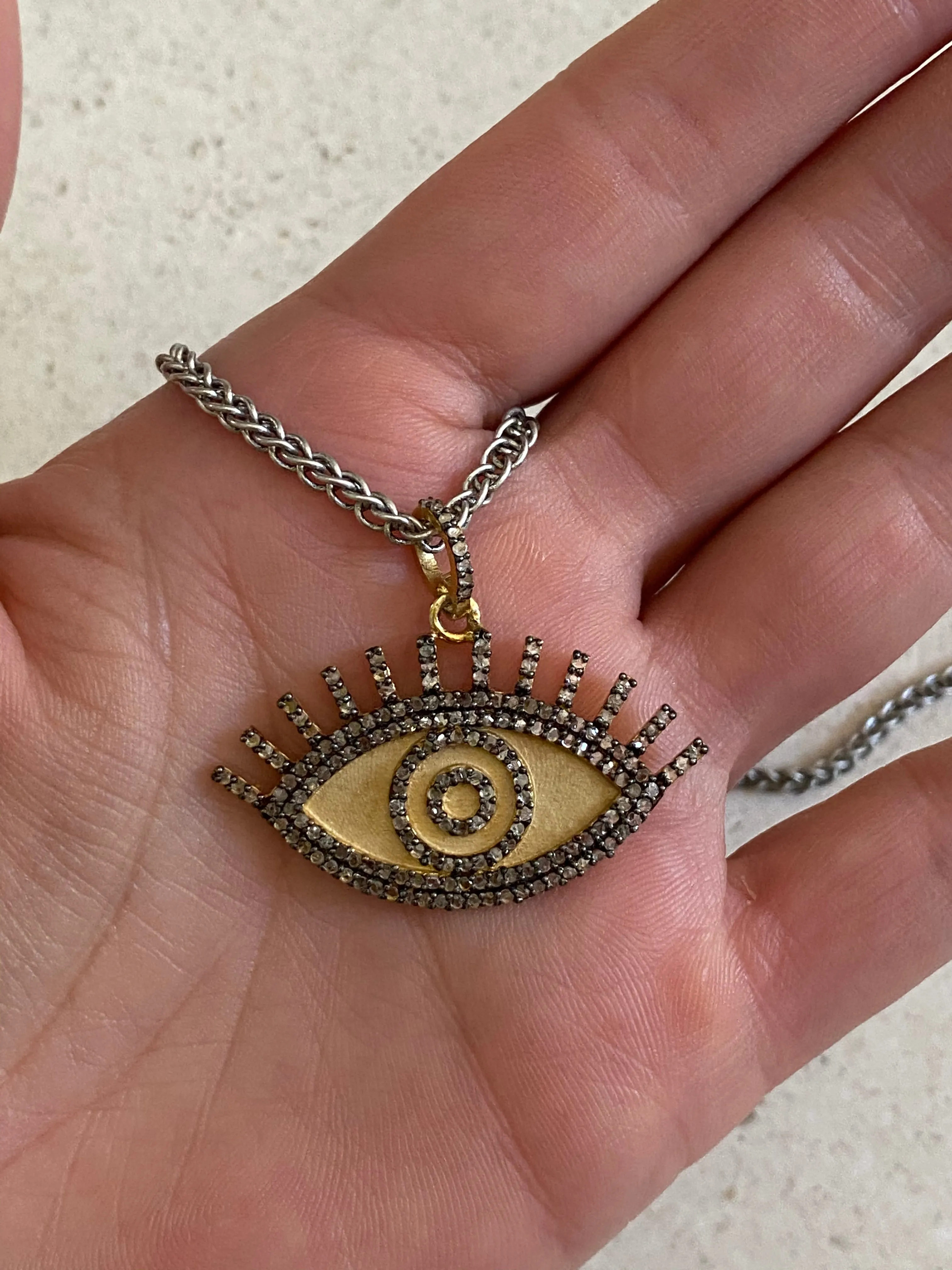 Frosted Gold Eyelash Pendant