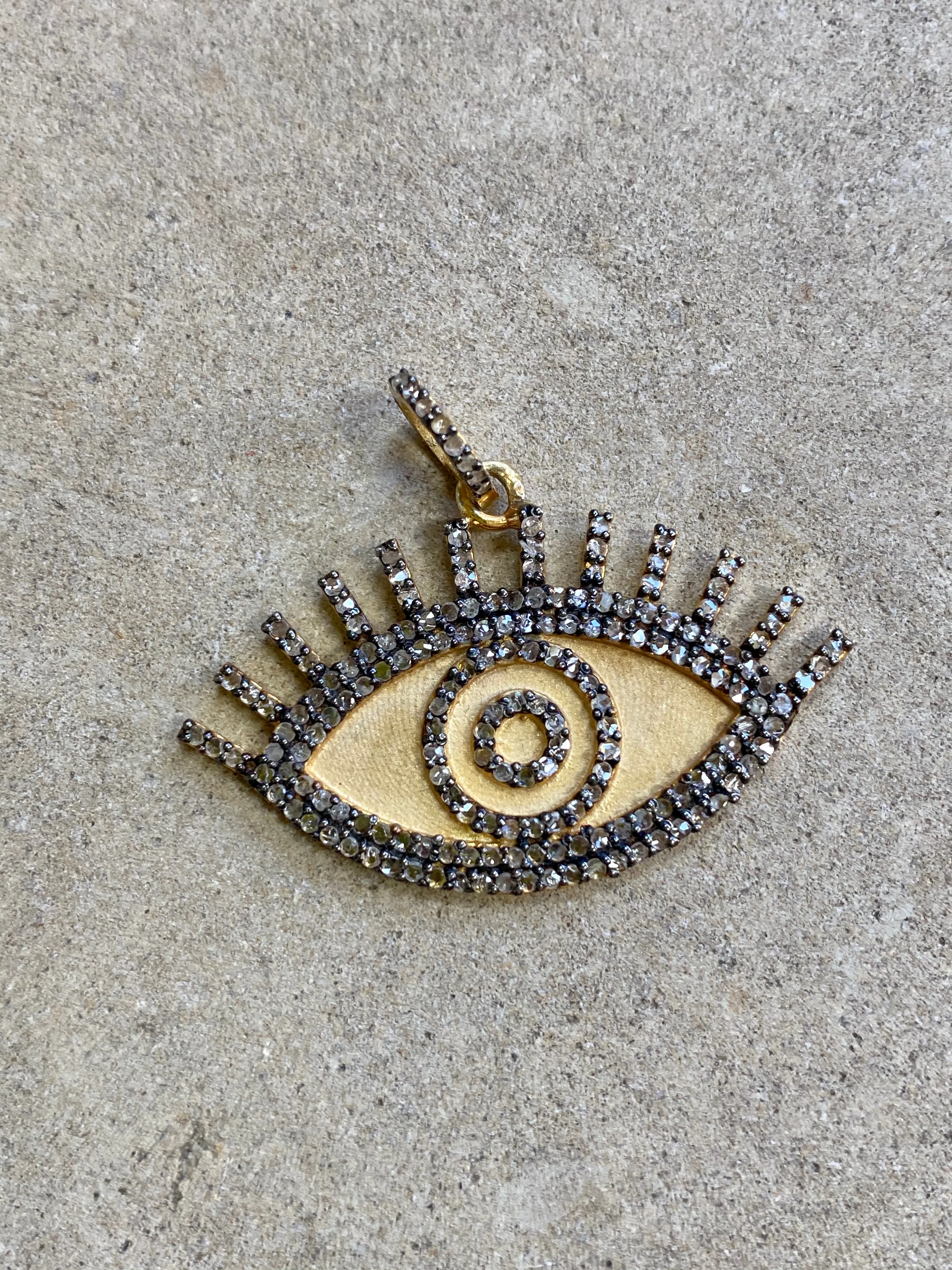 Frosted Gold Eyelash Pendant