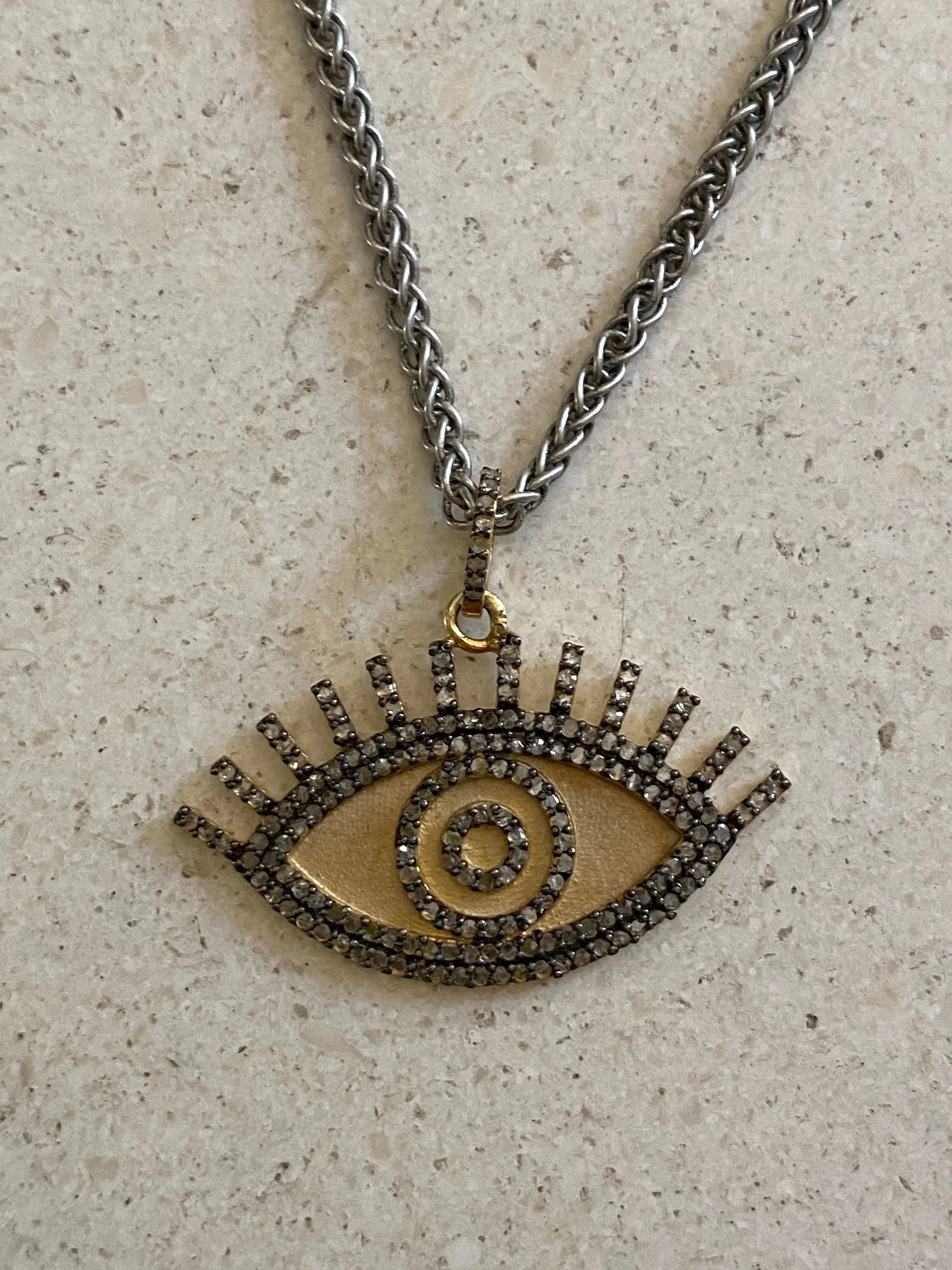 Frosted Gold Eyelash Pendant