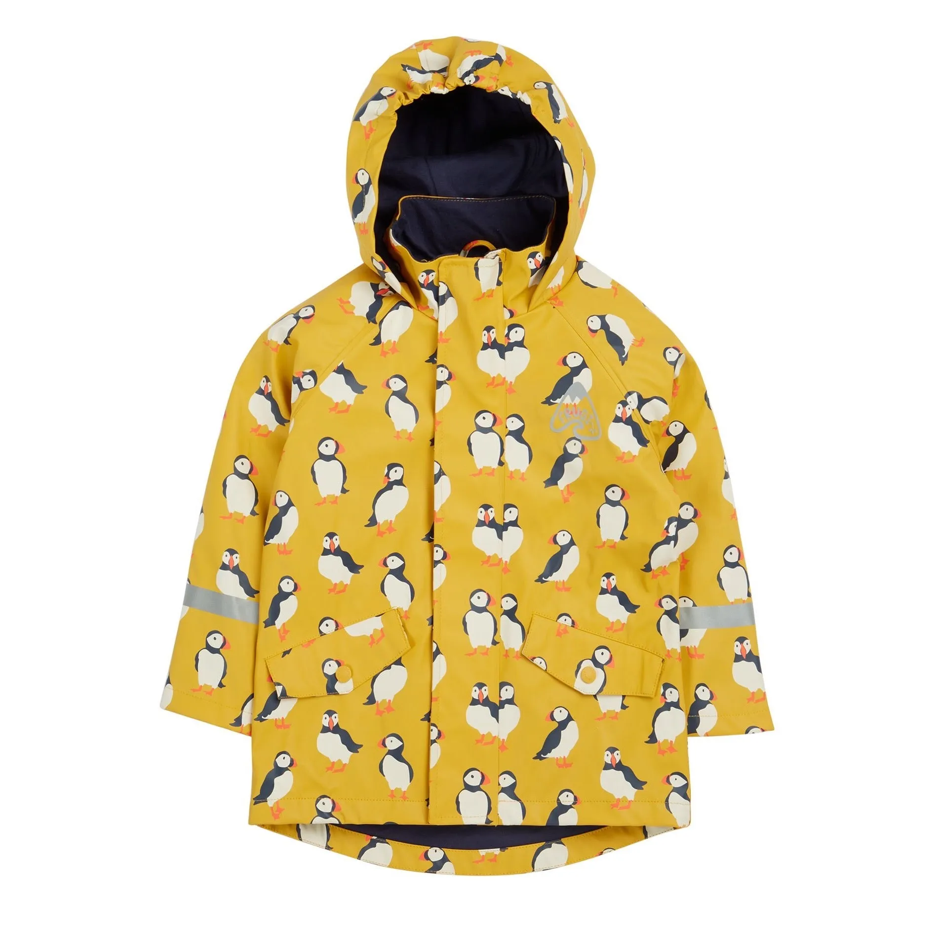 Frugi Puddle Buster Raincoat Yellow Puffins