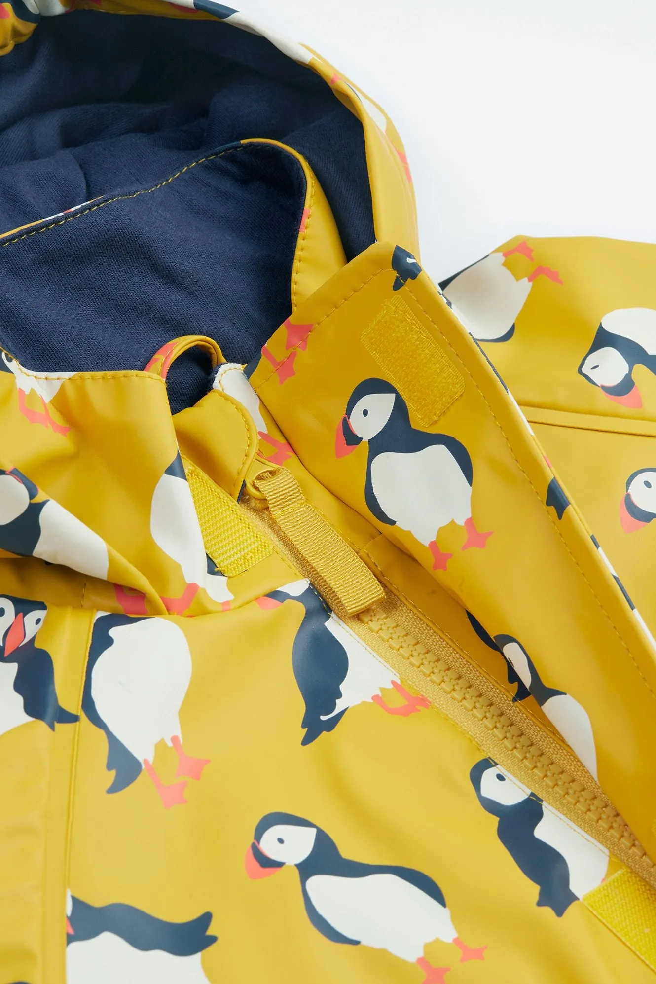 Frugi Puddle Buster Raincoat Yellow Puffins