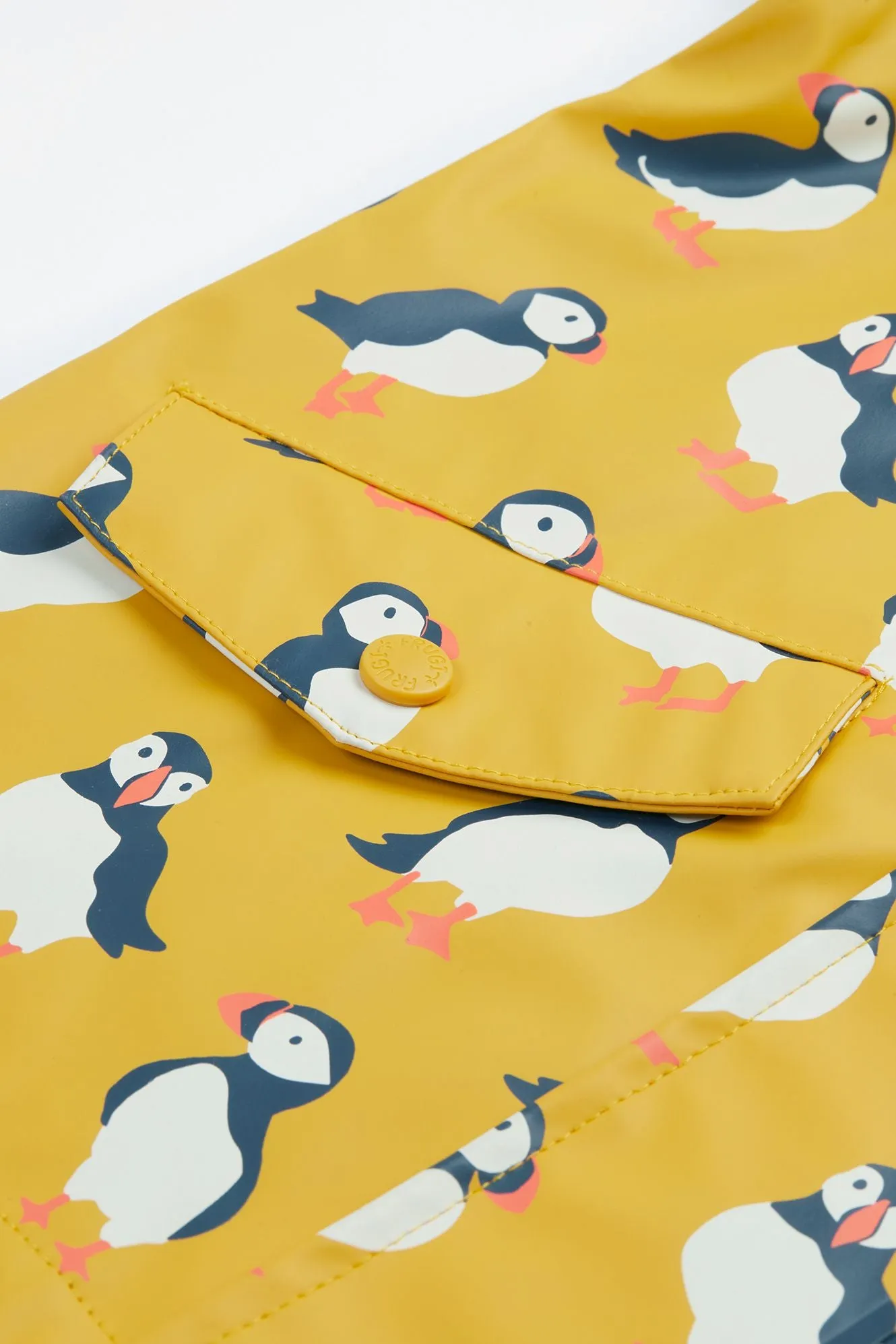 Frugi Puddle Buster Raincoat Yellow Puffins