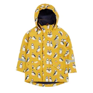 Frugi Puddle Buster Raincoat Yellow Puffins