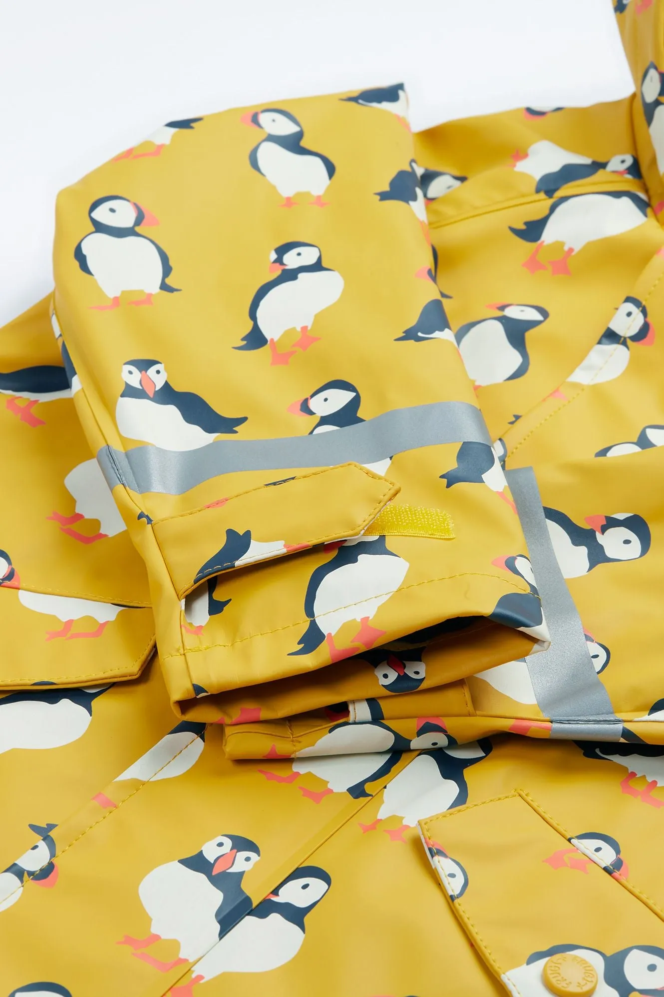 Frugi Puddle Buster Raincoat Yellow Puffins
