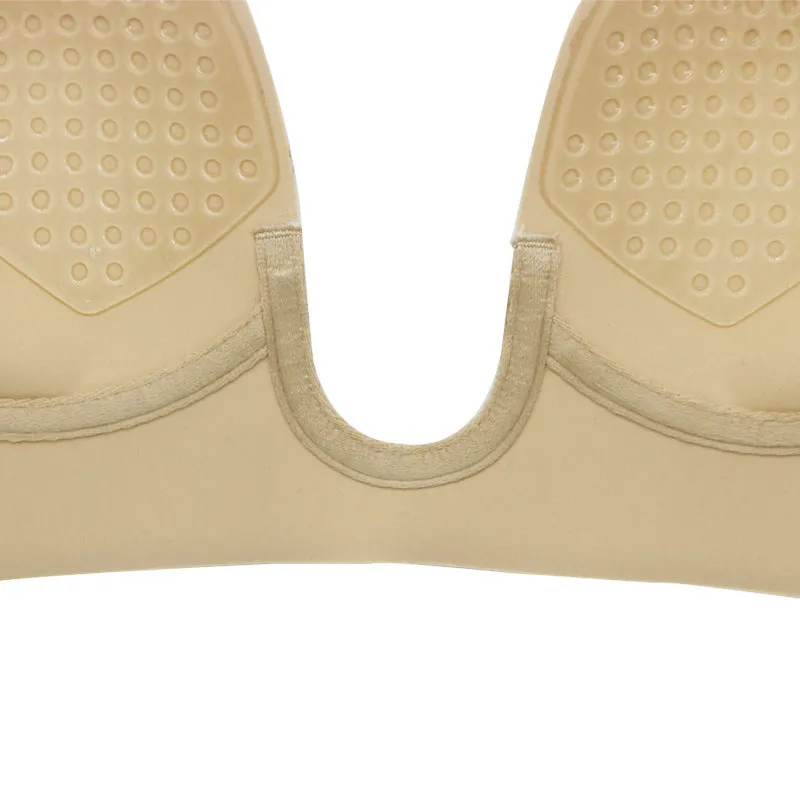 Gathered Silicone Bra Plus Size Sexy Invisible