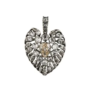 Georgian Era Yellow Diamond Heart Necklace