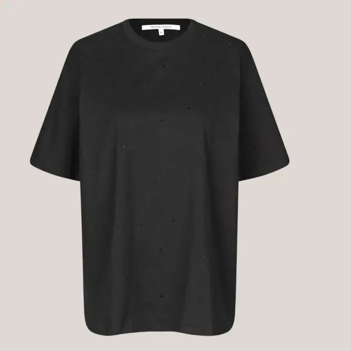 Ghita Glitter Tee - Black