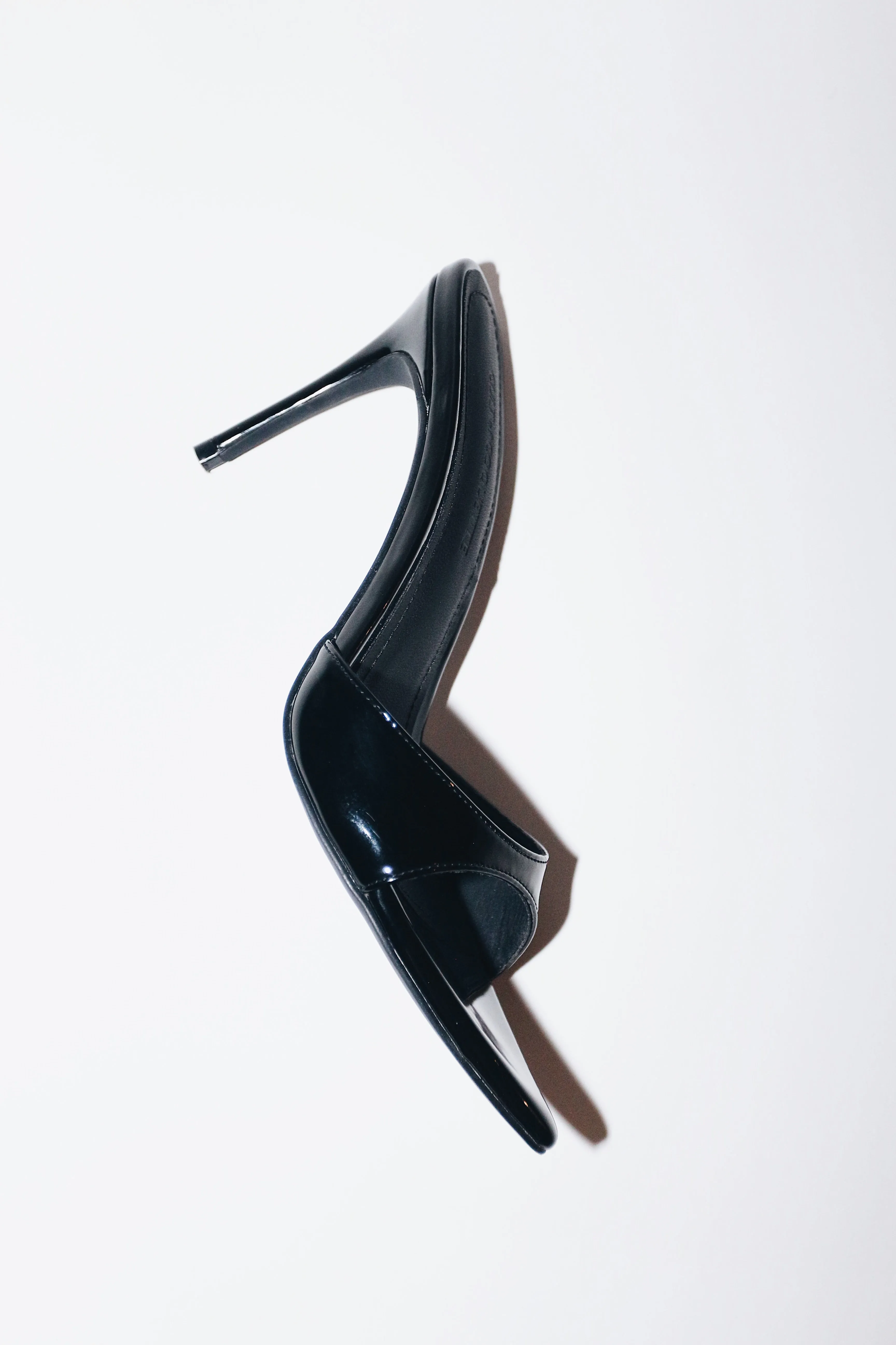 Gia Black Patent Leather Vegan Mules 80 mm (Elongated Toe)