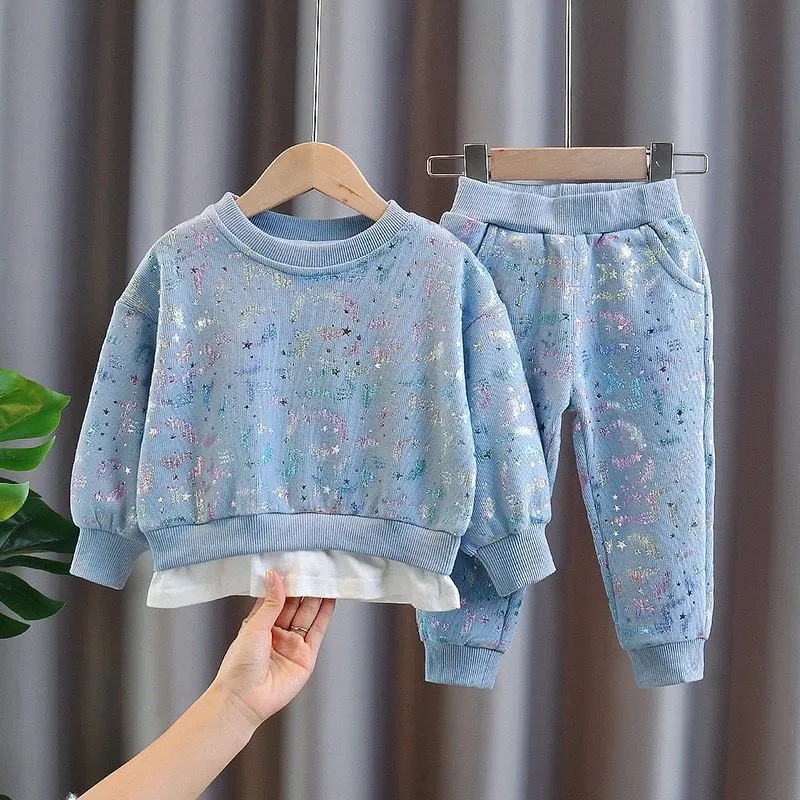 Girls Cotton Blend Outfit - Beige, Blue,  Pink