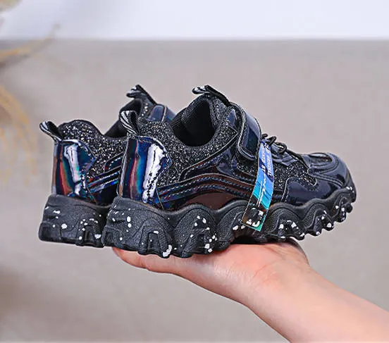 Girls Glitter Detail Lace-up Chunky Sneakers - FDs