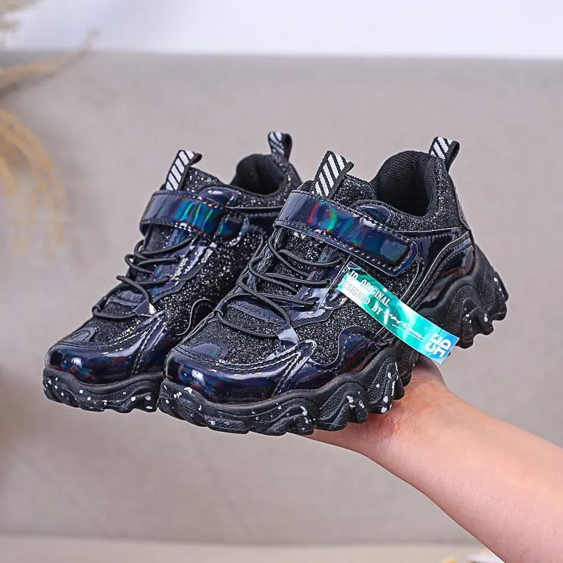 Girls Glitter Detail Lace-up Chunky Sneakers - FDs