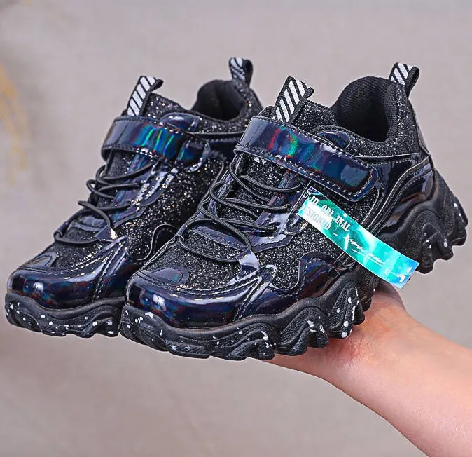 Girls Glitter Detail Lace-up Chunky Sneakers - FDs