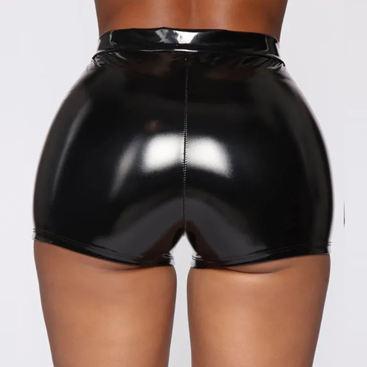 GlamGloss High Waist Faux Leather Hot Pants