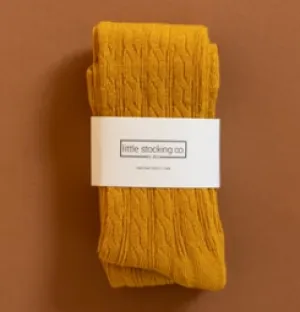 Golden Yellow Cable Knit Tights