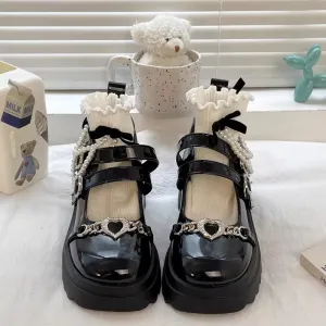 Gothic Lolita Heart Chunky Platform Mary Janes