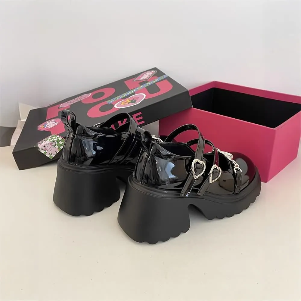 Gothic Lolita Heart Chunky Platform Mary Janes