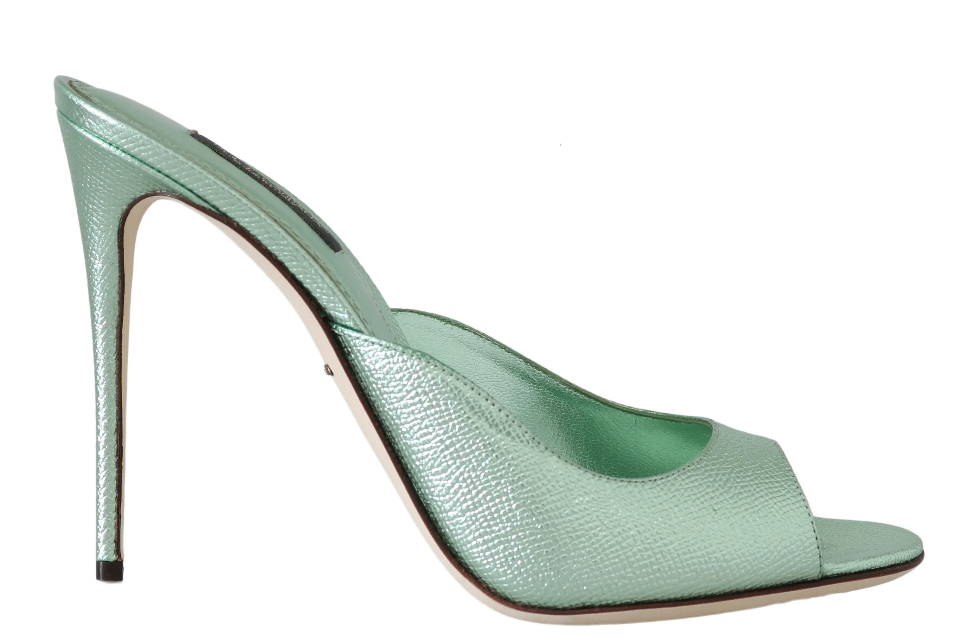 Green Dauphine Leather Mules Stilettos
