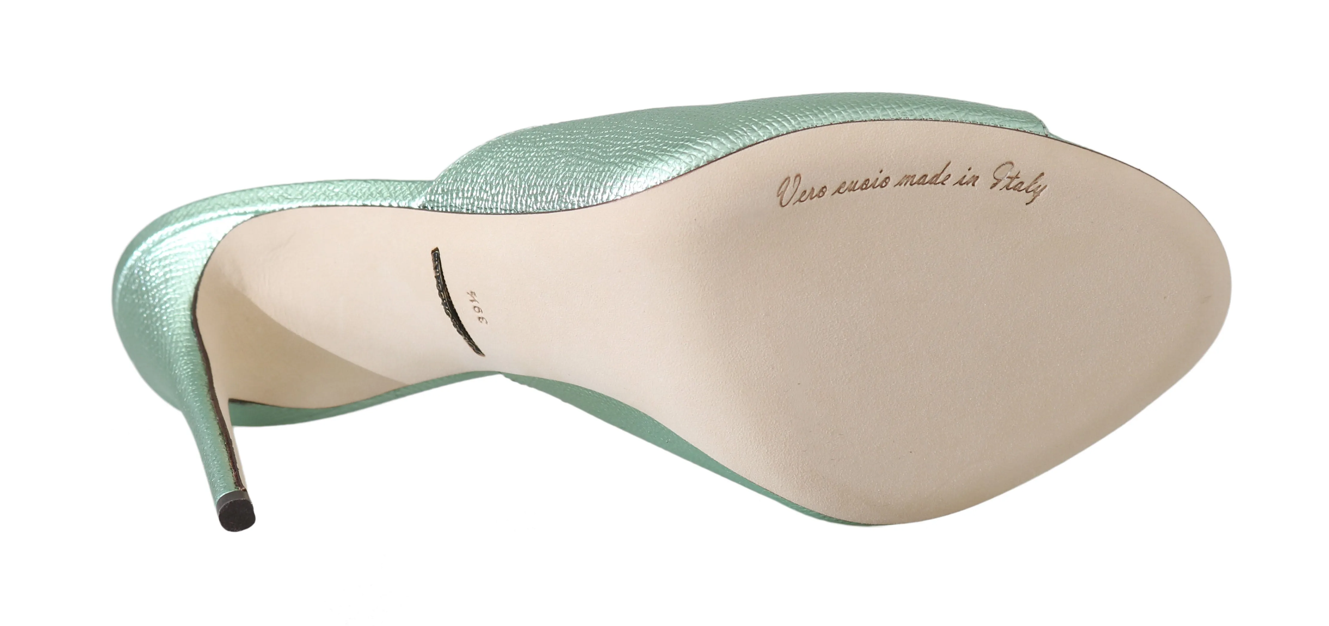 Green Dauphine Leather Mules Stilettos