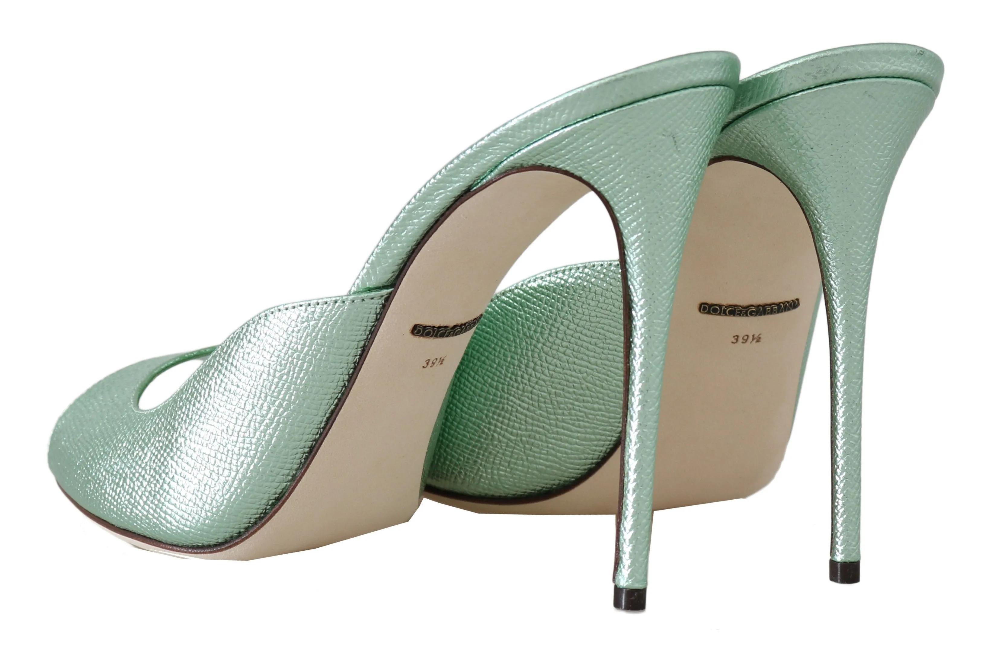 Green Dauphine Leather Mules Stilettos