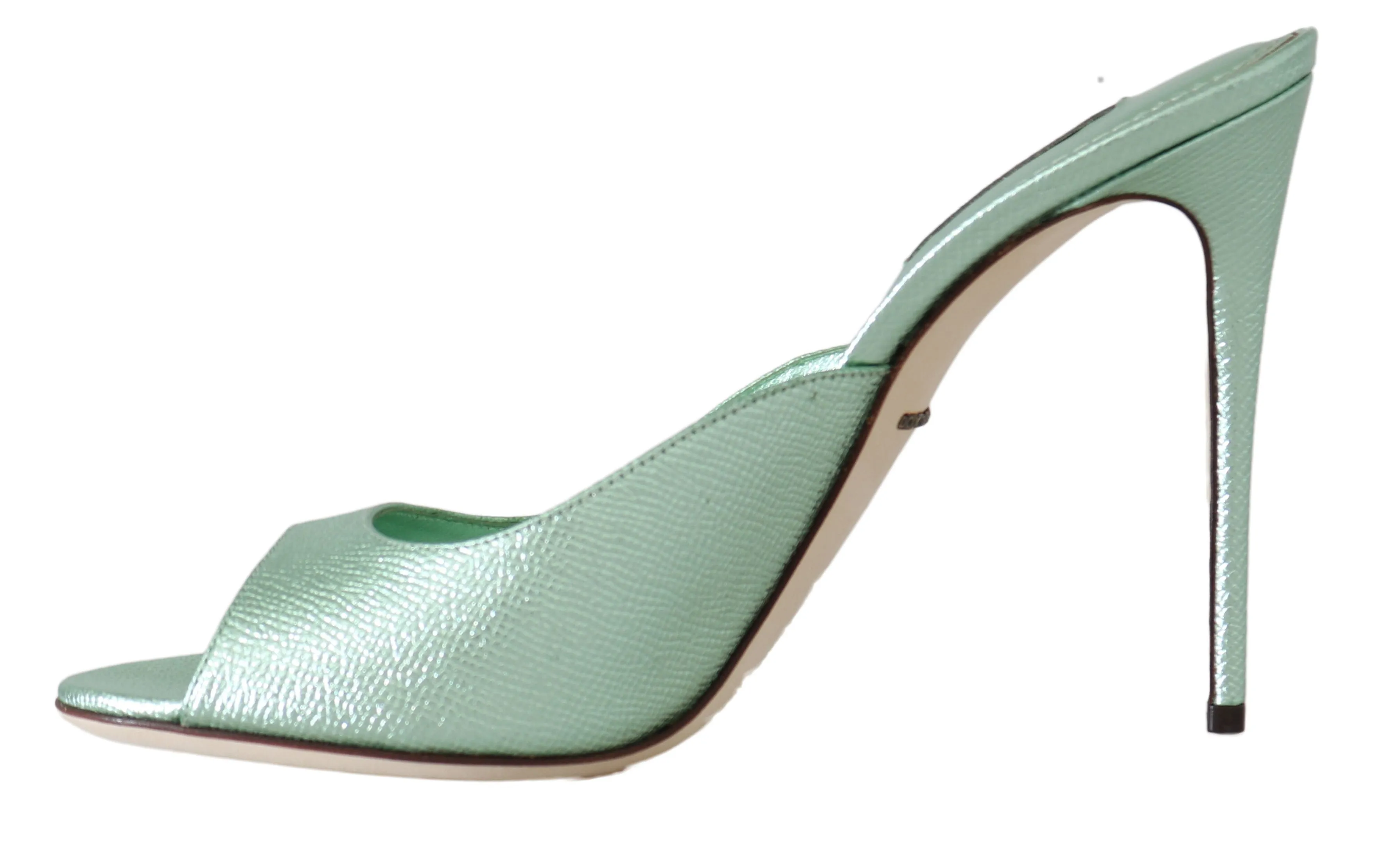 Green Dauphine Leather Mules Stilettos