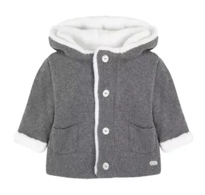 Grey Chine Knitted Faux Fur Jacket