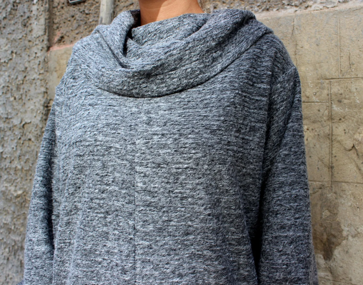 Grey Maxi sweater/ long sleeve top/ plus size sweater/ oversized sweater / plus size clothing/ Casual clothing