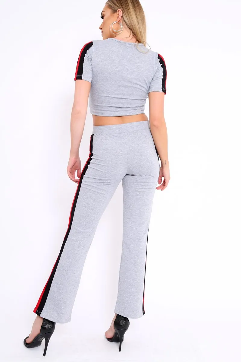 Grey with Red and Black Side Stripe Co-ord - Farris