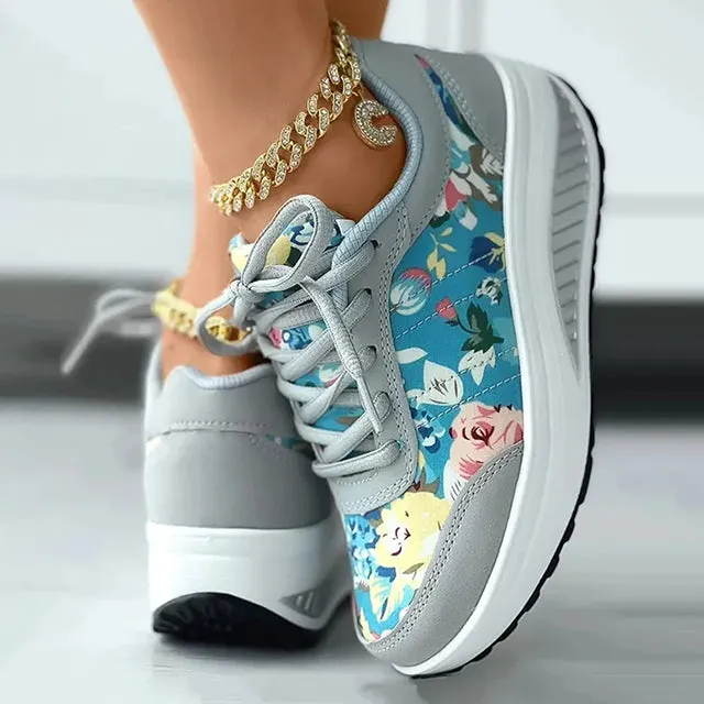 GS Platform | Luxe platform sneakers met bloemenprint voor dames