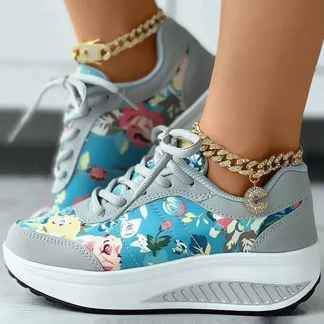 GS Platform | Luxe platform sneakers met bloemenprint voor dames