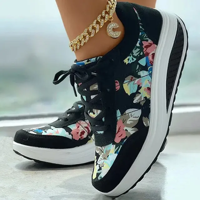 GS Platform | Luxe platform sneakers met bloemenprint voor dames