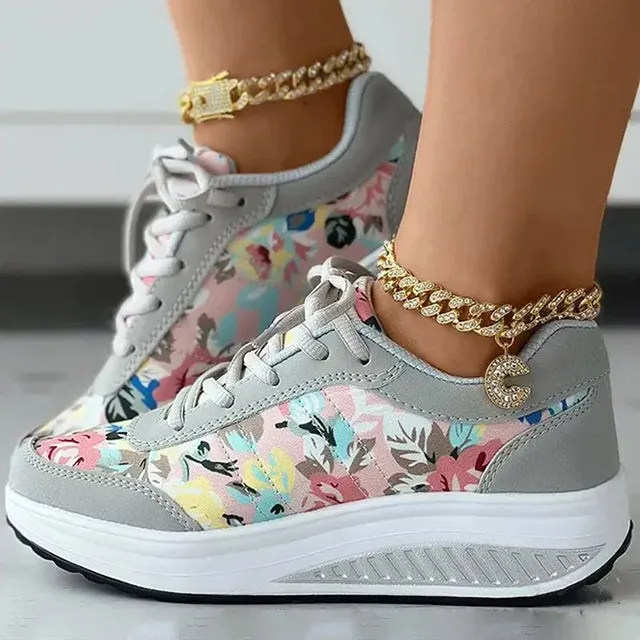 GS Platform | Luxe platform sneakers met bloemenprint voor dames