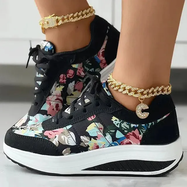 GS Platform | Luxe platform sneakers met bloemenprint voor dames
