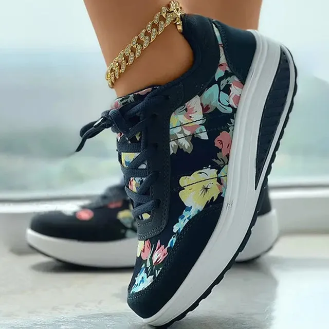 GS Platform | Luxe platform sneakers met bloemenprint voor dames