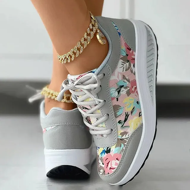GS Platform | Luxe platform sneakers met bloemenprint voor dames