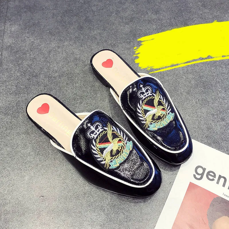 Half Slippers Women's Outer Wear Sandals Toe Caps Flat Bottom Lazy Mules
