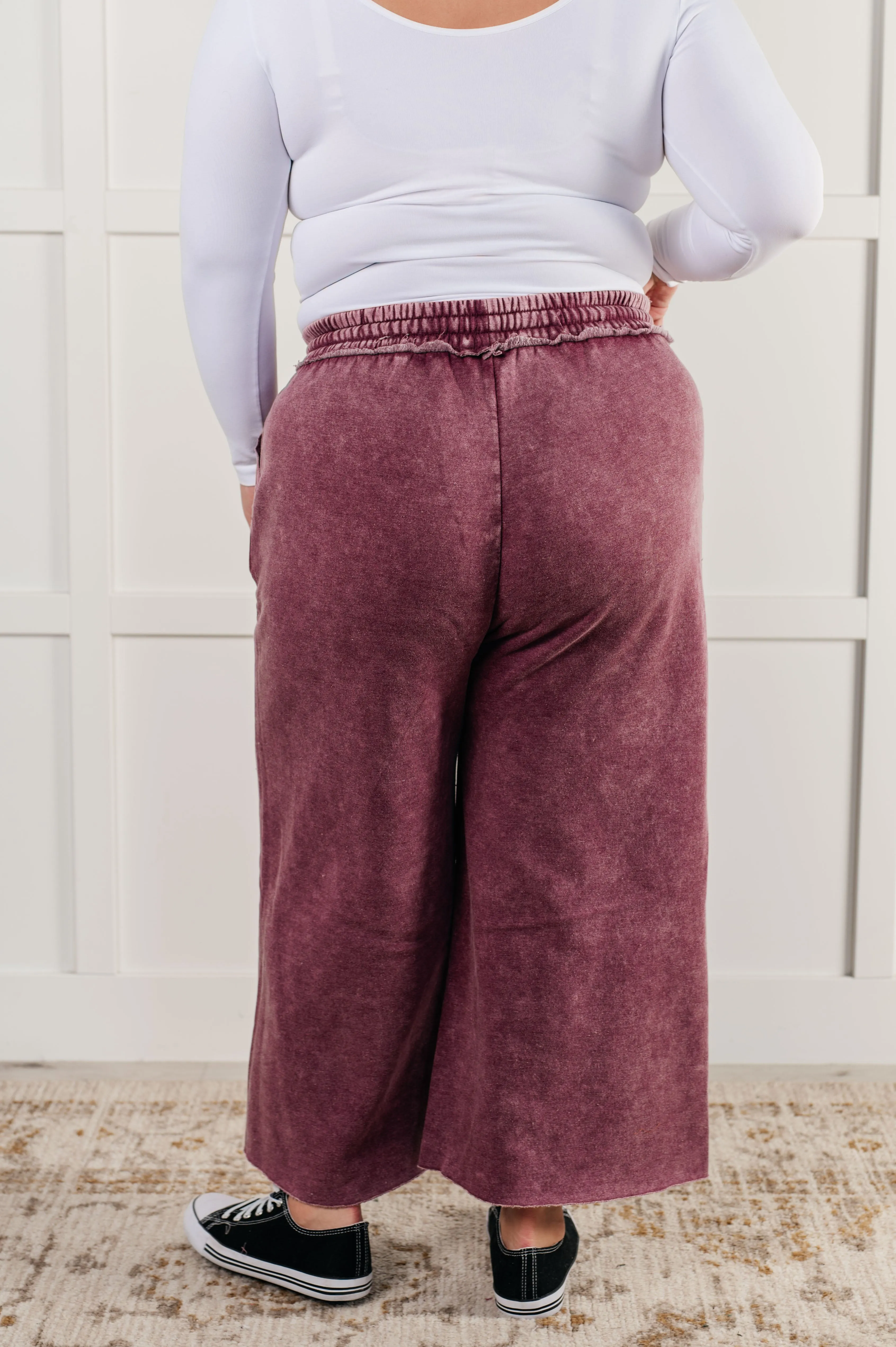 Hazel Blues® |  In or Out Wide Leg Cropped Pants in Eggplant