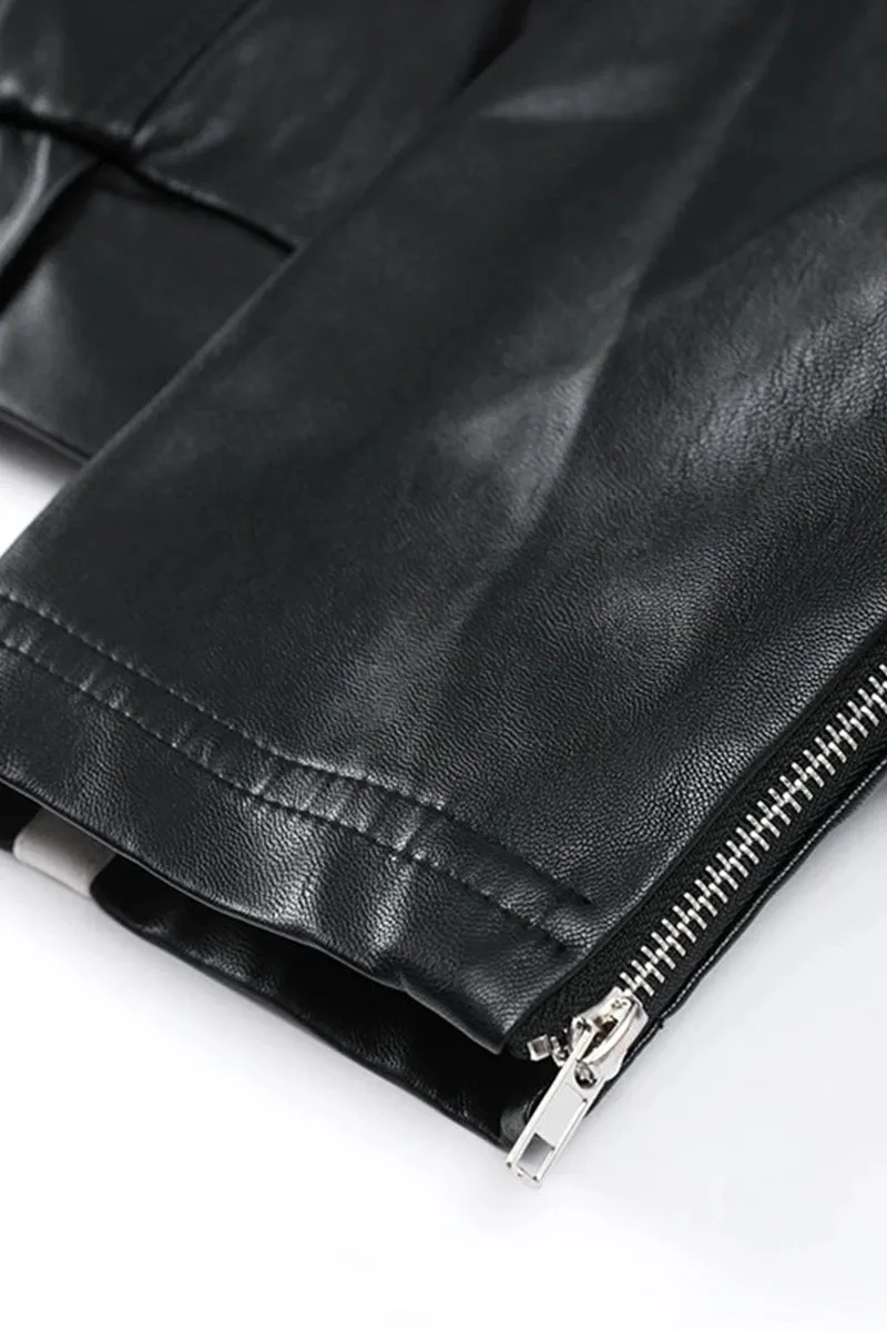 HCR1175 Vintage Bow-Detail Faux Leather Jacket Outerwear