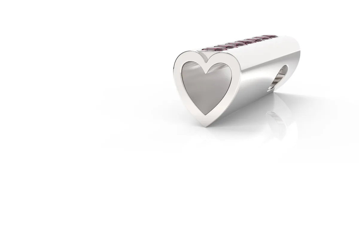 HEART - Silver Birthstone Pavé - Pendant