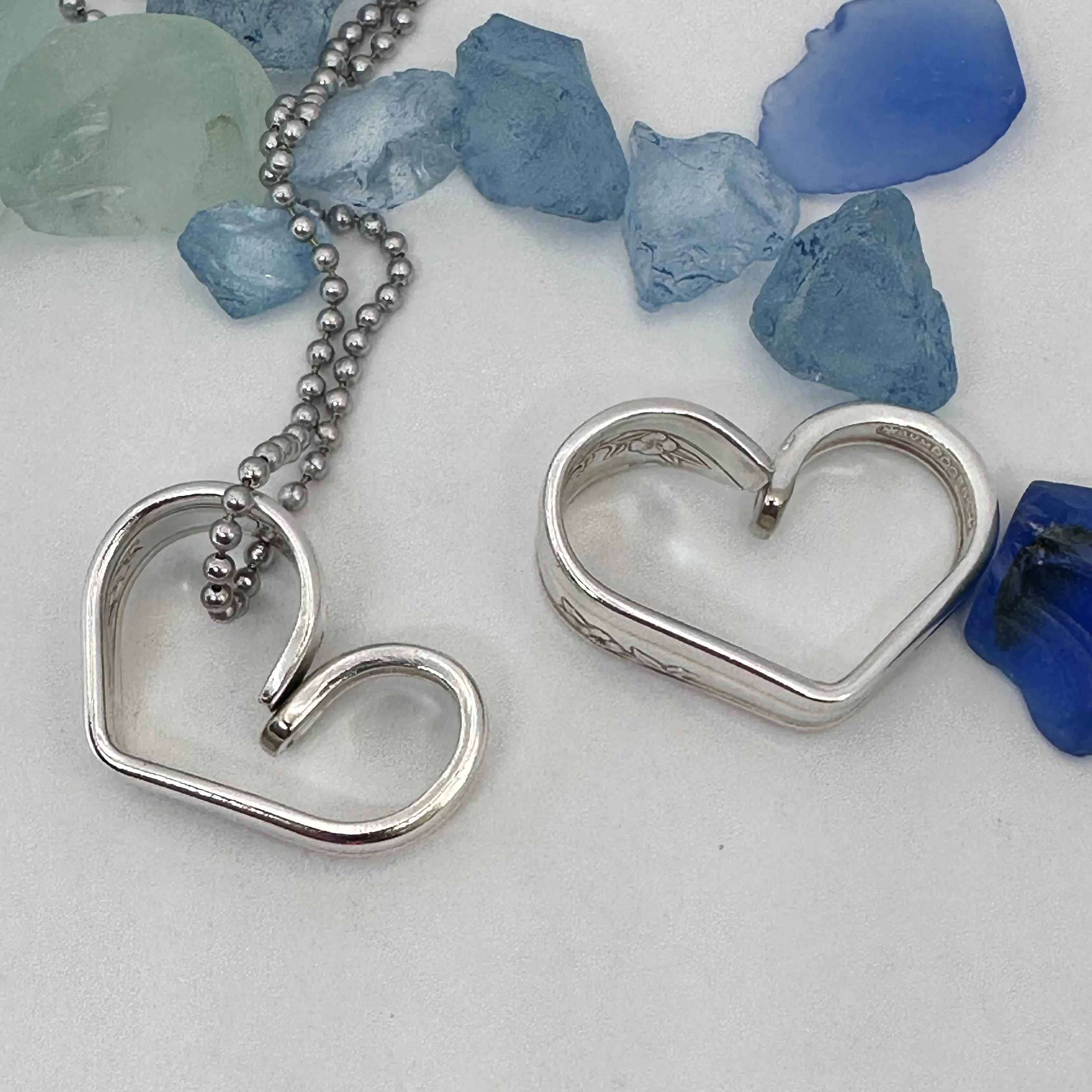 Hearts made from Vintage Silverware | Bent Spoon Fork | Heart-Shaped Pendant Necklace Keychain Key Ring | Silverware Jewelry | Love | Valentine's Day Gift