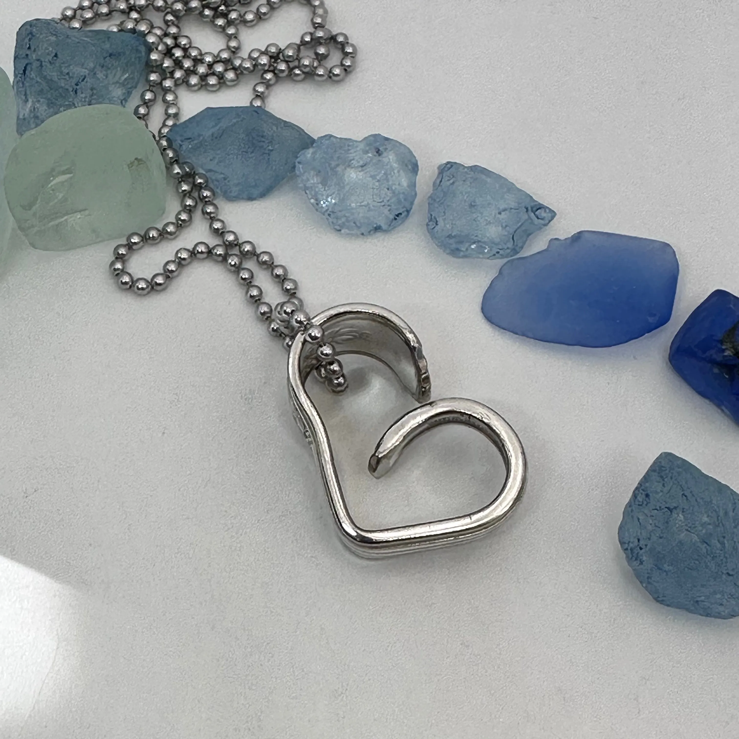 Hearts made from Vintage Silverware | Bent Spoon Fork | Heart-Shaped Pendant Necklace Keychain Key Ring | Silverware Jewelry | Love | Valentine's Day Gift