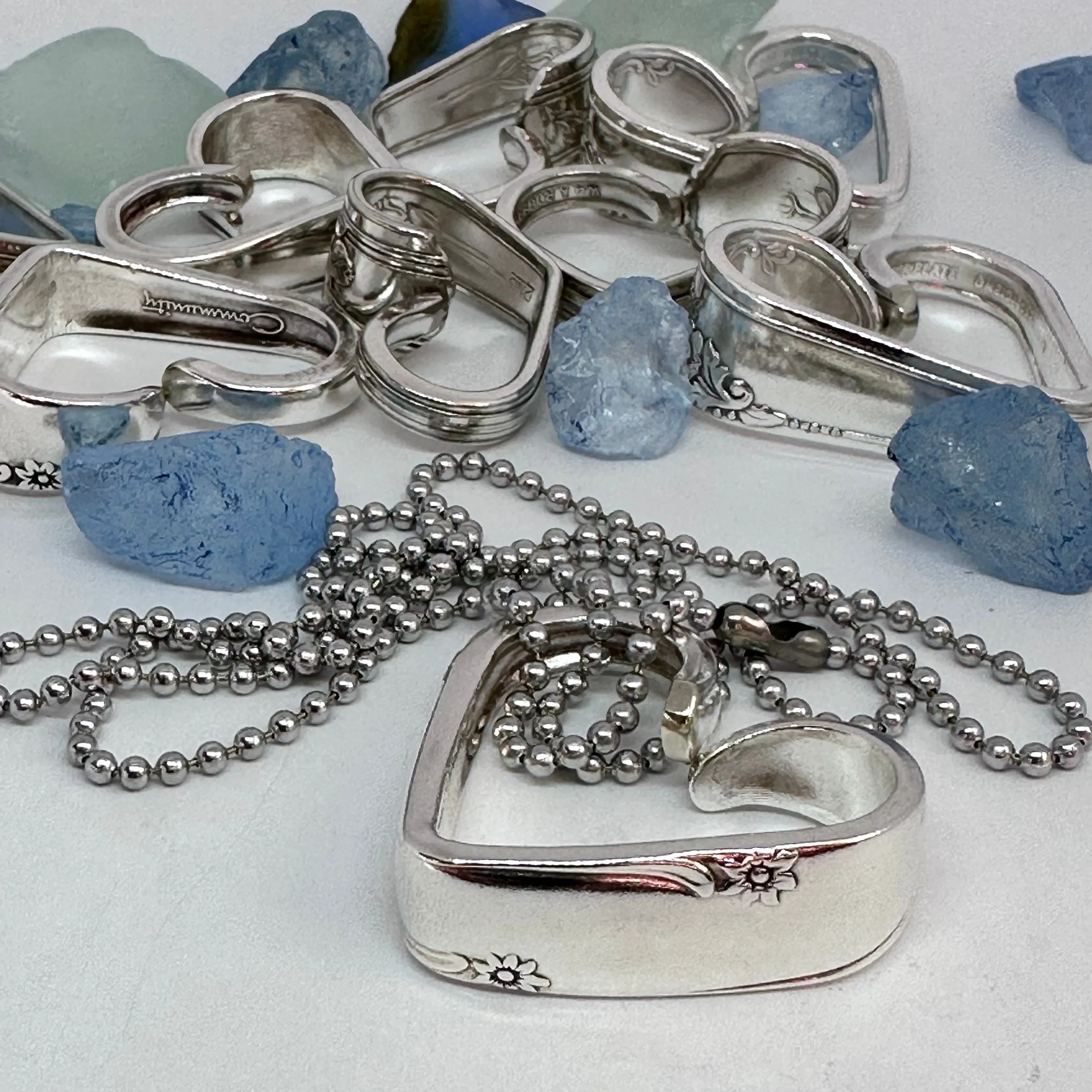 Hearts made from Vintage Silverware | Bent Spoon Fork | Heart-Shaped Pendant Necklace Keychain Key Ring | Silverware Jewelry | Love | Valentine's Day Gift