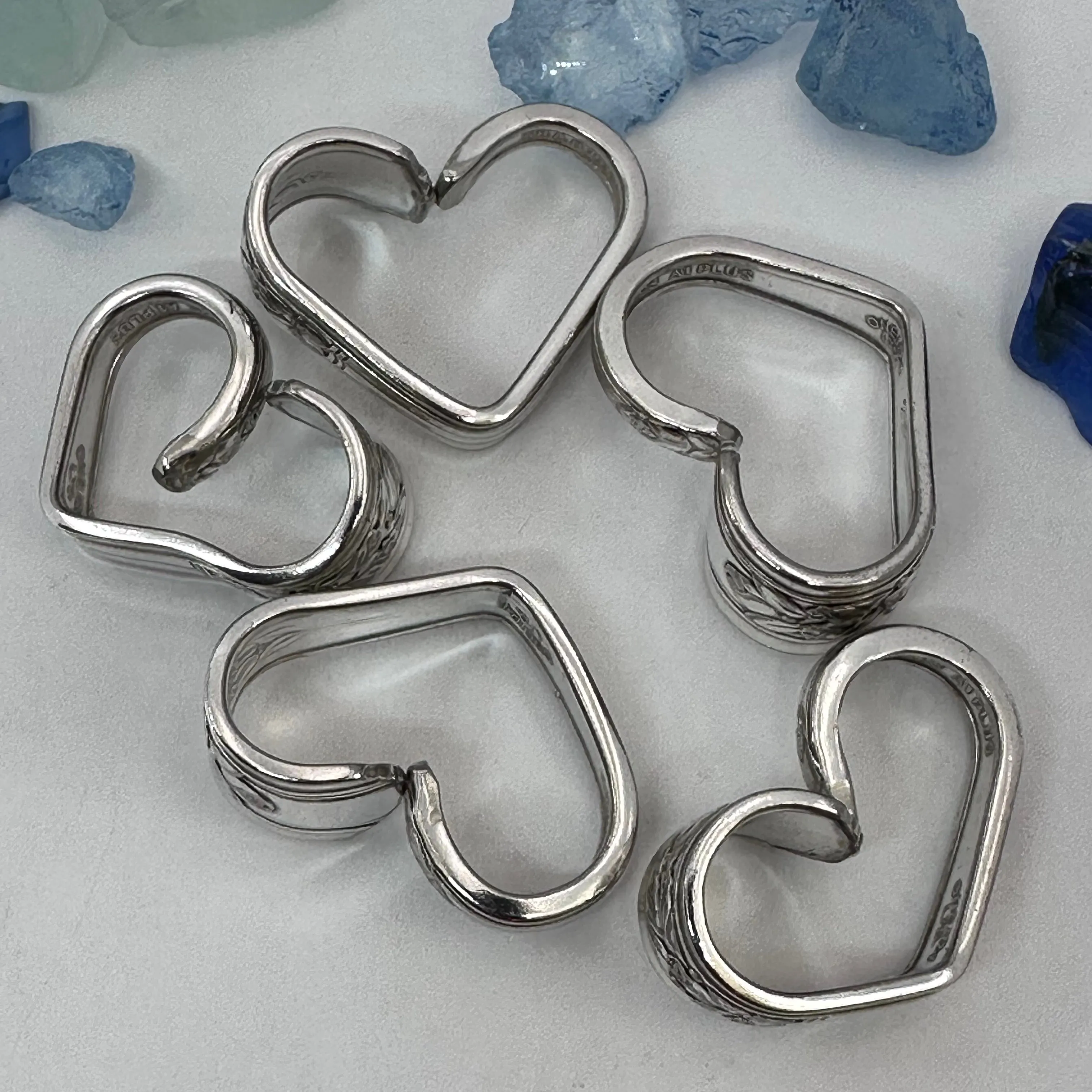 Hearts made from Vintage Silverware | Bent Spoon Fork | Heart-Shaped Pendant Necklace Keychain Key Ring | Silverware Jewelry | Love | Valentine's Day Gift