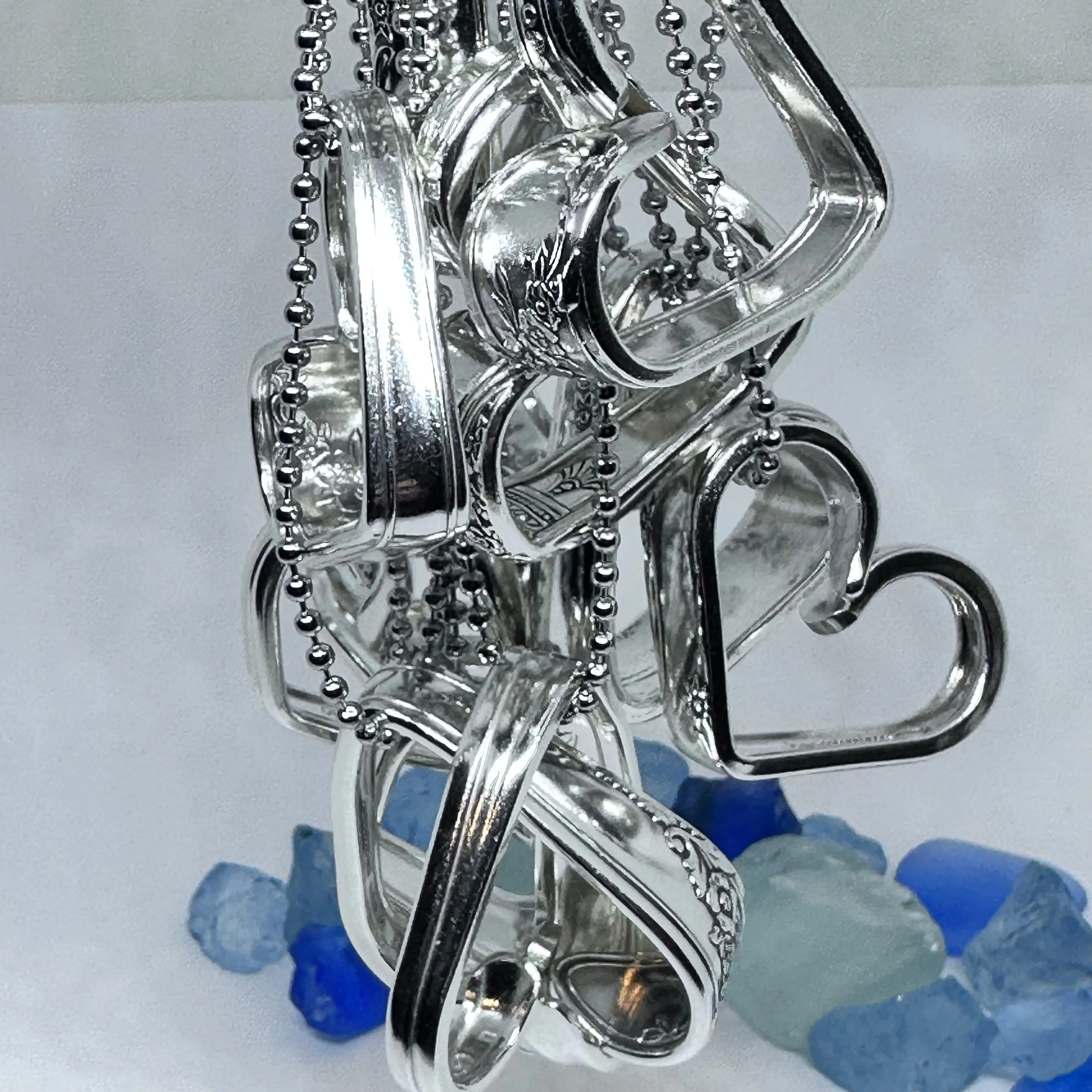 Hearts made from Vintage Silverware | Bent Spoon Fork | Heart-Shaped Pendant Necklace Keychain Key Ring | Silverware Jewelry | Love | Valentine's Day Gift