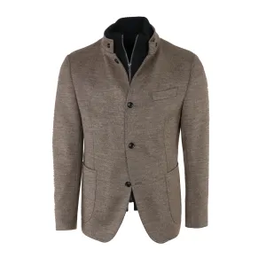 Hectar Wool Blend Knit Jacket in Dark Beige